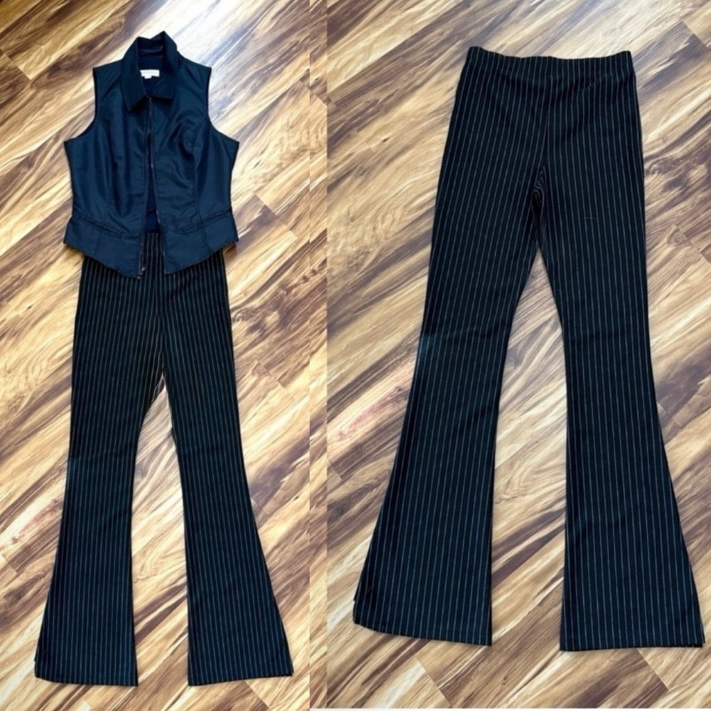 Urban Outfitters Black and White Pinstripe Flare Pants